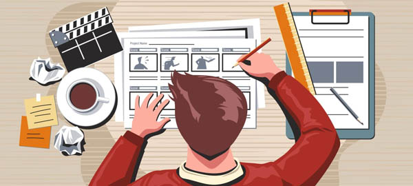 green field in forest landscape vector background