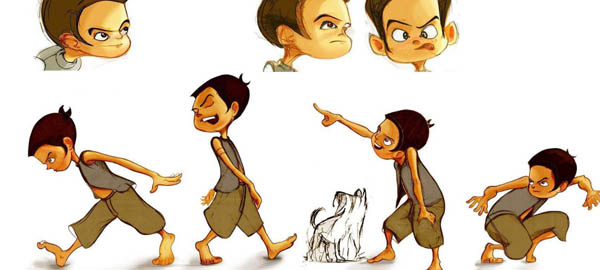 green field in forest landscape vector background